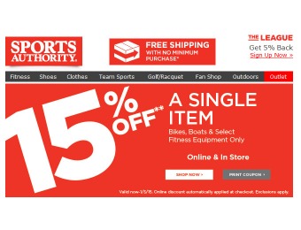Sports Authority Holiday Sale - 15% Off A Single Item