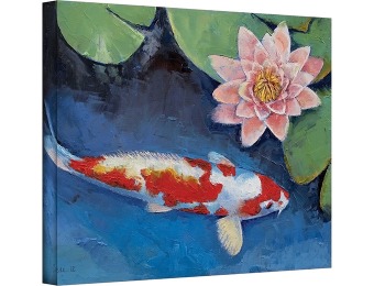 $766 off Koi and Water Lily 36" x 48" Gallery Wrapped Canvas Art