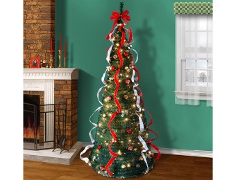 75% off Pop-Up 7' Christmas Tree w/ Decorations & Lights