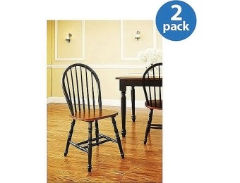 Extra $10 off Autumn Lane Windsor Chairs, Set of 2, Black and Oak