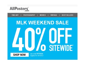 MLK Sale - Extra 40% off Everything at Allposters.com
