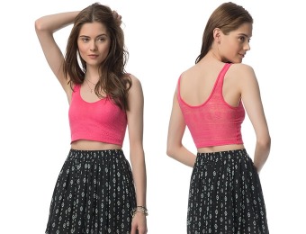 91% off Aéropostale Sheer-Back Crochet Cropped Tank, 3 Colors