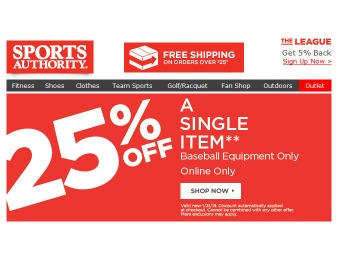 Sports Authority Flash Sale - 25% Off A Single Baseball Item