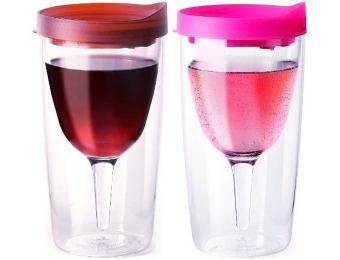 69% off Vino2Go Wine Tumblers, 10-Ounce, Set of 2, Merlot and Pink