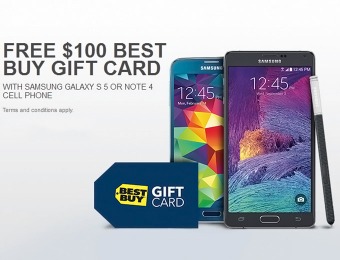Free $100 Gift Card w/ Galaxy Note 4 or Galaxy S5