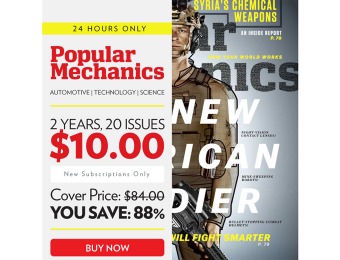 88% off Popular Mechanics Magazine, $10 / 20 Issues
