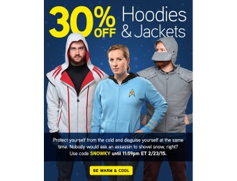 Up to 30% off Hoodies & Jackets at ThinkGeek.com