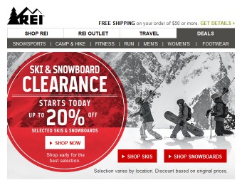 REI Clearance Sale - Up to 20% of Ski & Snowboard Gear