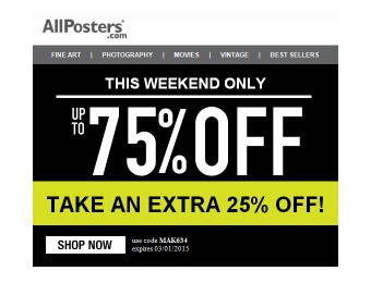 Allposters Semi-Annual Clearance Sale - Up to 75% off