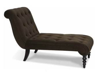 $840 off Fabric Curves Tufted Chaise Lounge, Chocolate Velvet