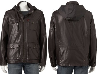 $160 off Levi's Men's Faux-Leather Utility Jacket, Black or Oxblood