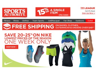 Up to 25% off Nike Apparel and Shoes at Sports Authority