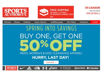 Sports Authority Spring Sale - BOGO 50% Off Apparel