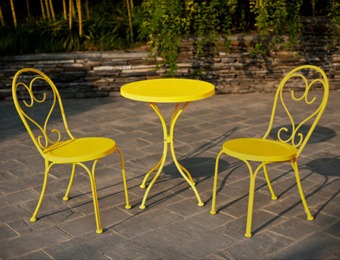 $47 off Mainstays 3-Pc Small Space Scroll Outdoor Bistro Set, Yellow