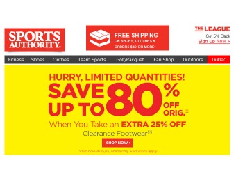 Up to 80% off Clearance Footwear at Sports Authority