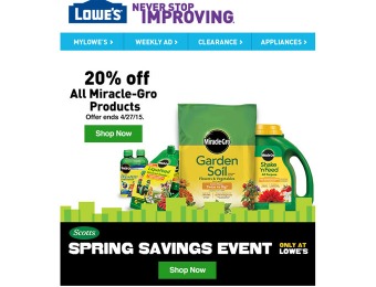 Extra 20% off All Miracle-Gro Products at Lowe's