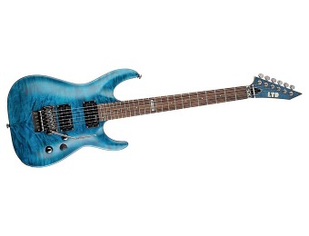 $229 off ESP LTD MH-100 Quilted Maple Electric Guitar See-Thru Blue