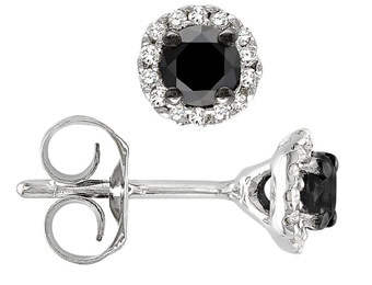 96% off Sterling Silver .5 cts Black & White Diamond Earrings