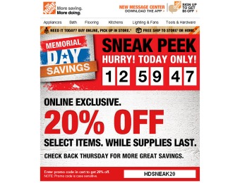 Memorial Day Sneak Peek - Extra 20% off at Home Depot