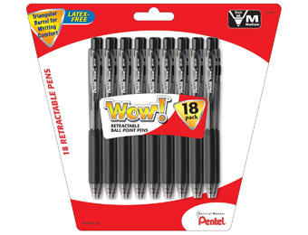 50% off Pentel WOW Retractable Pens, 18/Pack
