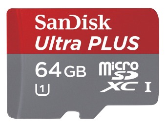 $70 off SanDisk Ultra Plus 64GB microSDHC Class 10 Memory Card