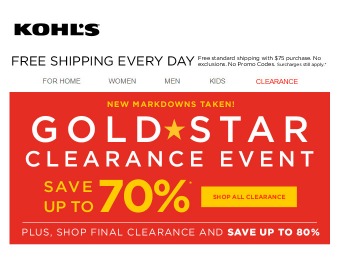 Kohl's Gold Clearance Event - Up to 80% off