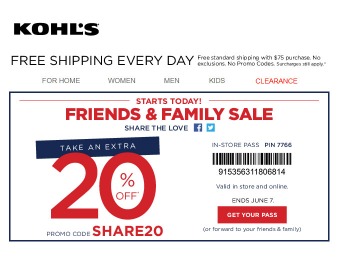 Kohl'S Friends and Family Sale - Extra 20% off Your Purchase