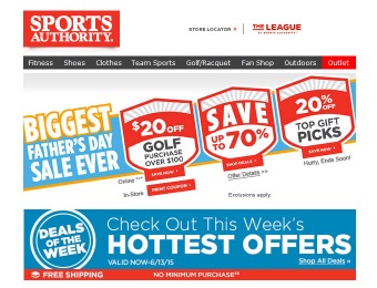 Sports Authority Father's Day Sale - Up to 70% off