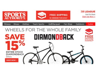 Extra 15% off Diamondback Bikes at Sports Authority