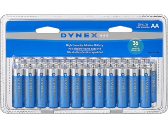 36% off Dynex AA Batteries (36-Pack) - Blue/Silver