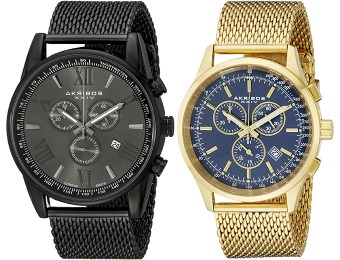 93% off Akribos XXIV Men’s Mesh Watches, Multiple Colors / Styles