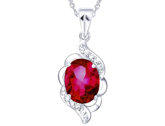 83% off Mabella 2.0 cttw Created Ruby Pendant Necklace