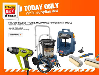 Up to 50% off Select Ryobi & Milwaukee Power Paint Tools