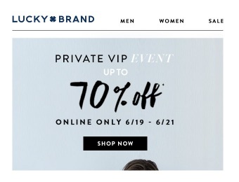 Lucky Brand VIP Weekend Sale - Up to 70% off