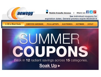 Newegg Summer Coupon Deals - 12 Savings Savings 15 Categories