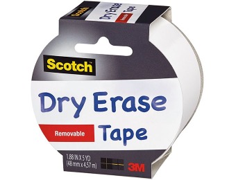 85% off Scotch Dry Erase Tape, White, 1.88-Inch x 5-Yard