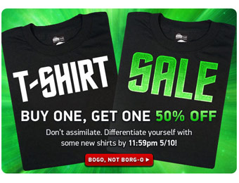 ThinkGeek.com Buy One Get One 50% Off T-Shirt Sale