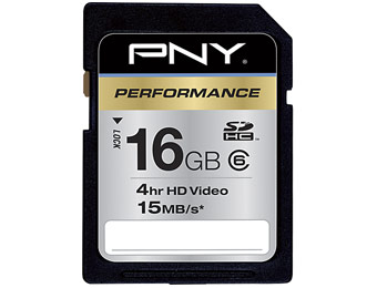 66% off PNY PSDHC16G6EFS2 16GB SDHC Class 6 Memory Card