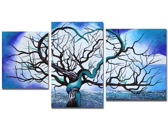 96% off Art Wall 3-Pc "Origin of Life in Blue" Gallery Wrapped Canvas