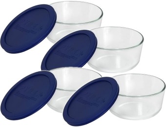 53% off Pyrex 4-Cup Round Glass Storage Set w/ Covers, Set of 4