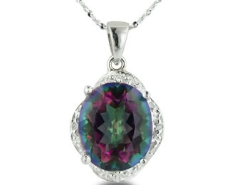 77% off 4.5ct Rainbow Amethyst &Diamond Pendant Necklace