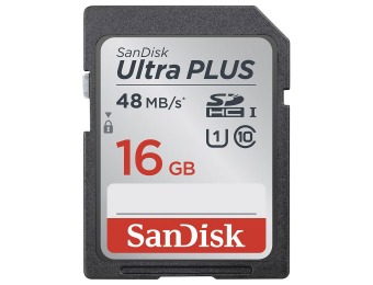$20 off SanDisk Ultra Plus 16GB Memory Card, SDSDUP-016G-A46