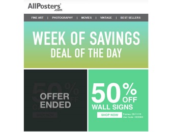 Flash Sale - Extra 50% off All Wall Signs at Allposters
