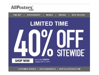 Extra 40% off Everything at Allposters.com