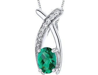 76% off Peora Lucid Elegance .75ct Emerald Pendant Necklace