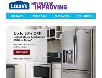 Lowe's Labor Day Sale - Up to 30% off Major Appliances $396+