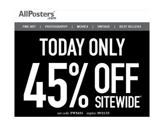 Extra 45% off Everything at Allposters.com