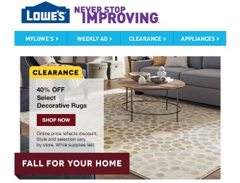 40% off Select Rugs at Lowe's - For a Limited Time