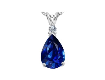 $160 off Solid Sterling Silver 3.00 CTW Diamond & Sapphire Pendant
