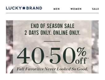 Lucky Brand End of Season Sale - Up to 50% Off